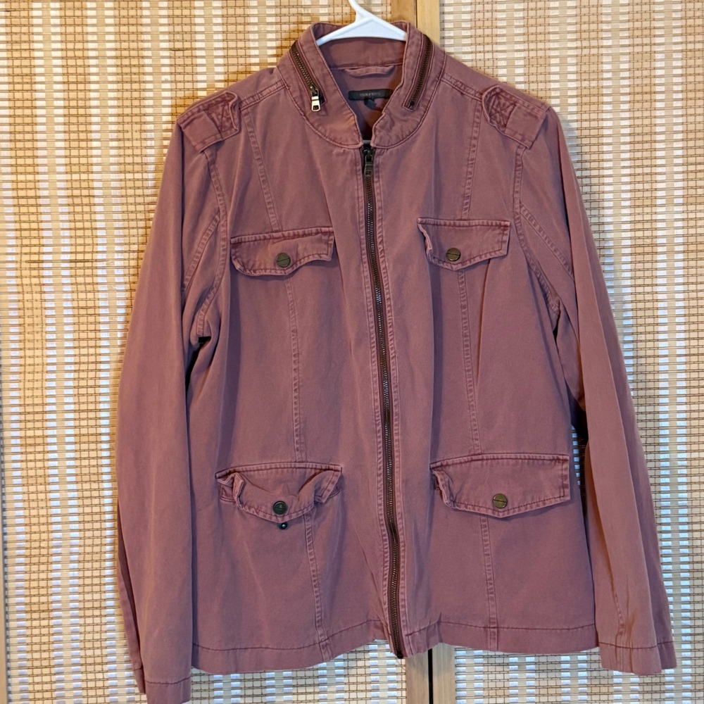 Maurices‎ Womens Dusty Rose Cotton Utility Jacket Pink Military Full Zip Size 0